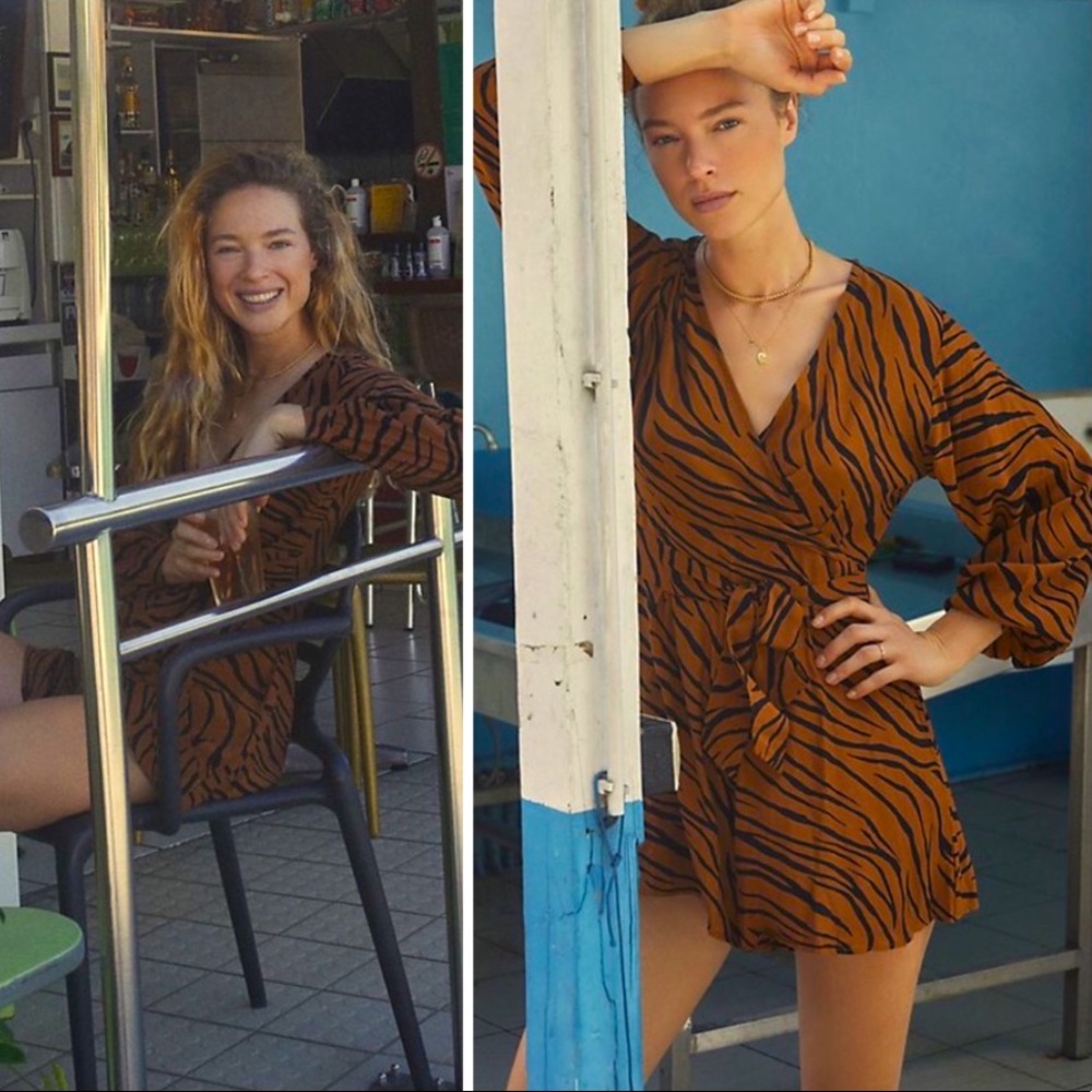 NWT Faithfull The Brand Lottie Romper- a Tiger Print